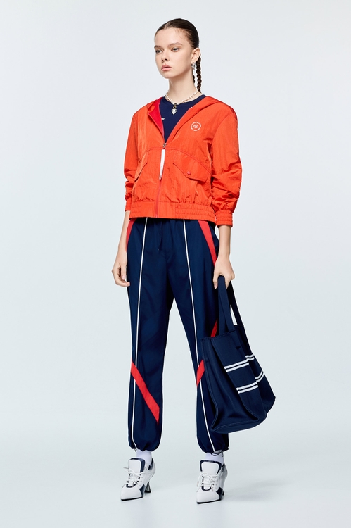 Contrast Red Stripe Casual Pants,Pants