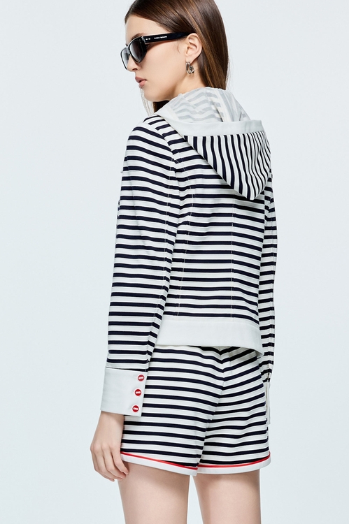 Navy Stripe Casual Shorts,Shorts