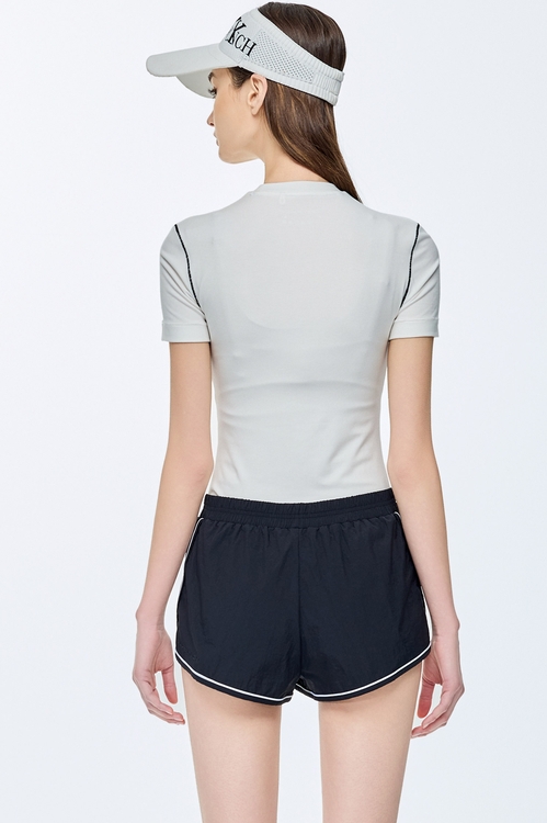 Curve Stitching Casual T-shirt,Short sleeve tops