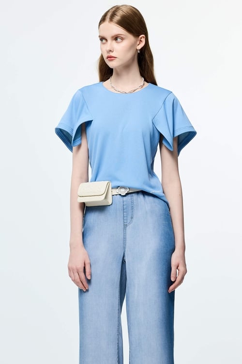 High Performance Collagen Sleeve Detail Top,Casual