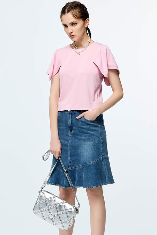 High Performance Collagen Sleeve Detail Top,Casual