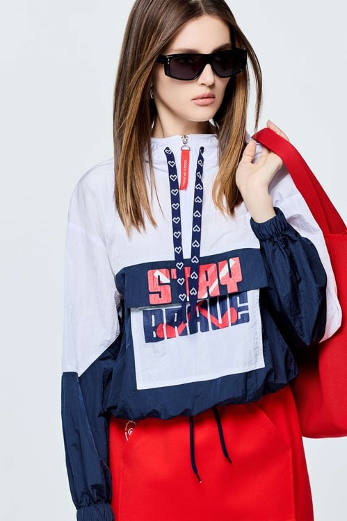 Colour Block Slogan Hoodie Top,COZY PUNCH