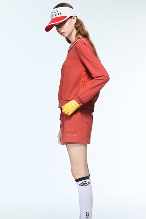 Red Hoodie Long Sleeve Top,,Red Hoodie Long Sleeve Top,Outerwear,Stripe,Season (AW) Look,V-Neck T shirts,Tops,Embroidered,Stripe,Season (AW) Look