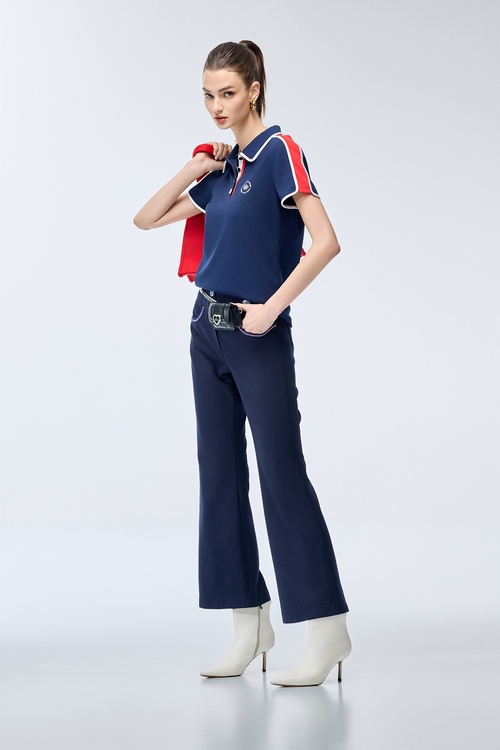 Ocean Cave Color Contrast Golf Top,Short sleeve tops