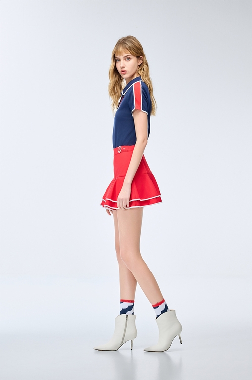 Ocean Cave Color Contrast Golf Top,Short sleeve tops