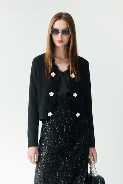 Floral Detail Knit Cardigan