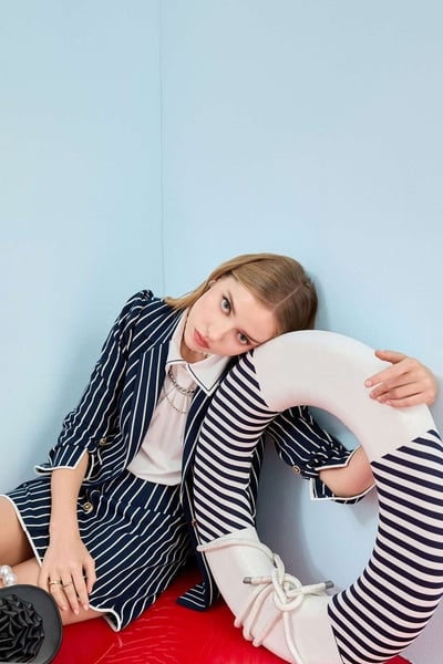 Pinstripe Navy Blazer