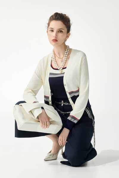 Colour Block Knit Cardigan