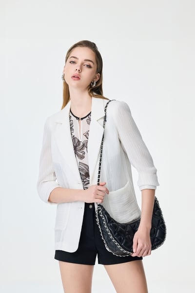 Mid Length Patch Pockets Blazer