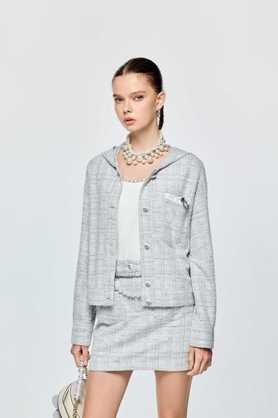 Drawstring Pocket Detail Hoodie Jacket