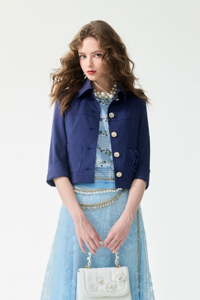 3-D Floral Pocket Detail Jacket