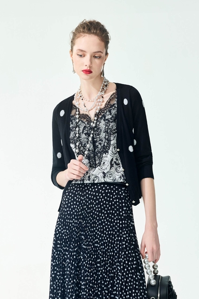 Polka Dot Knit Cardigan