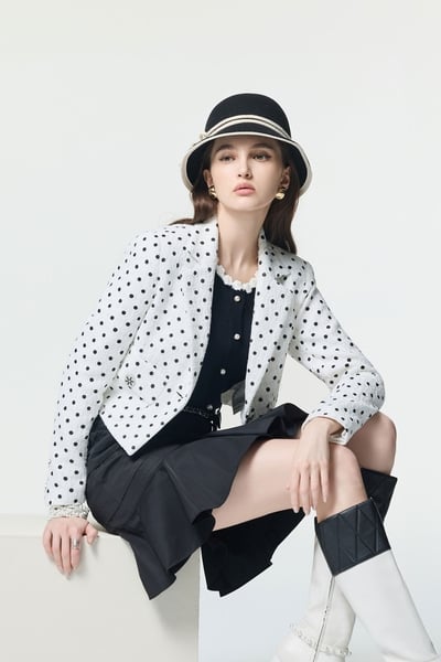 Retro Polka Dot Crop Blazer