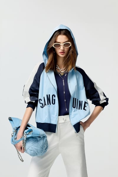 Contrast Detail Hoodie Windbreaker