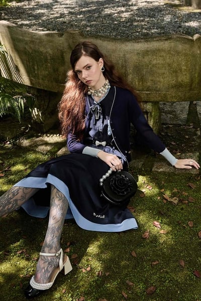 Contrast Sleeve Cuff Navy Cardigan