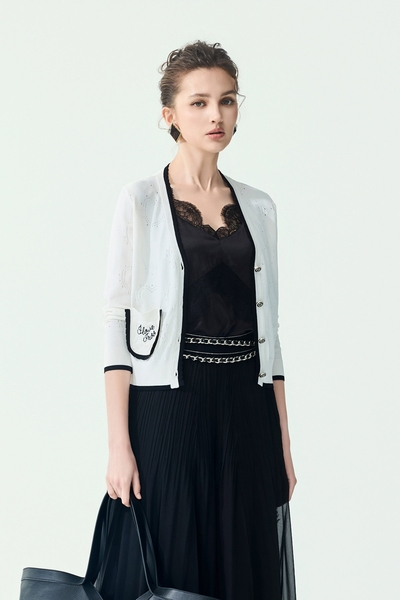 Contrast Trim Knit Cardigan
