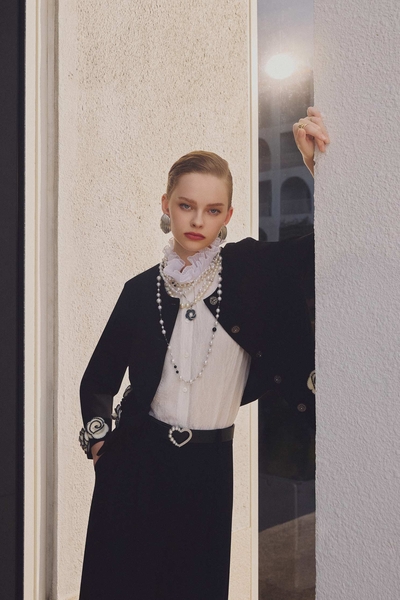 Contrast Rose Detail Black Jacket