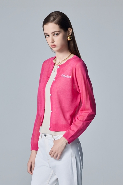 Deep Pink Knit Cardigan