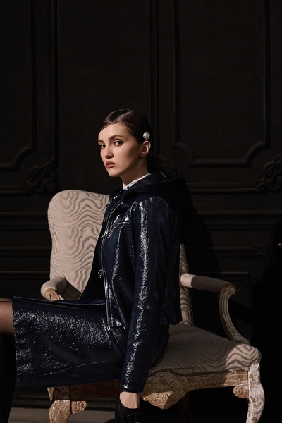 Metallic Sheen Navy PU jacket