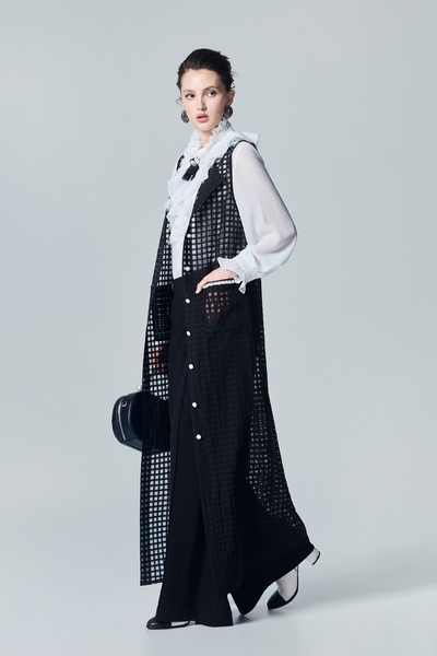 Black Organza Full Length Outerwear