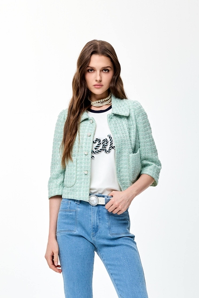 Classic Collar Jacket With Sequin Detail