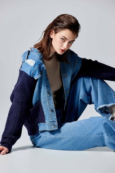 Denim With Knit Contrast Jacket