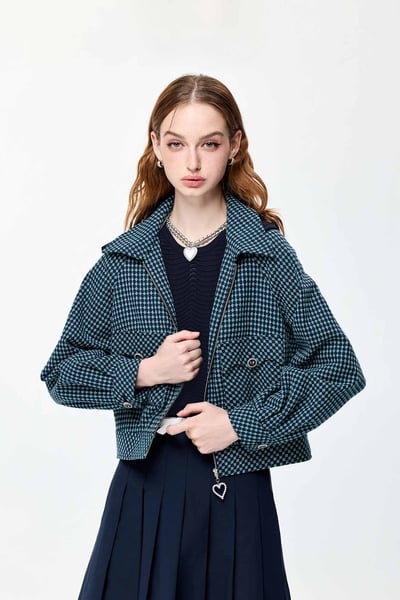 Plaid Green Hoodie Jacket