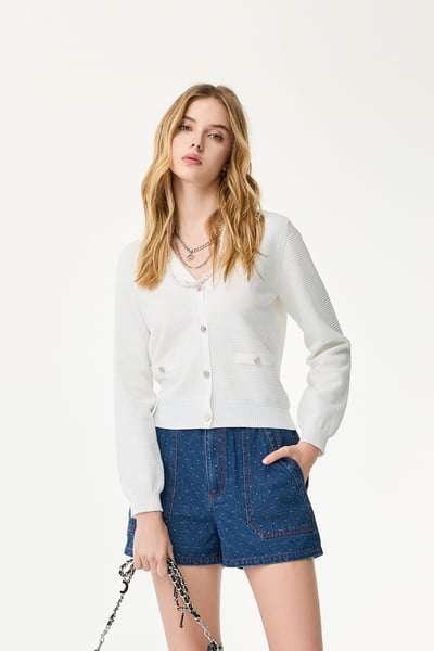 Basic White Knit Cardigan