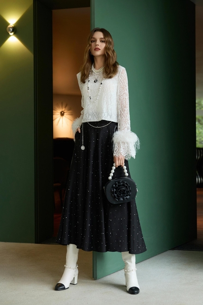 Pearl Detail Maxi Skirt