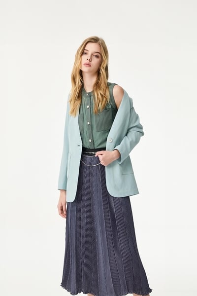 Dark Grey Accordion Maxi Skirt