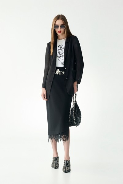 Lace Trim Detail Maxi Skirt