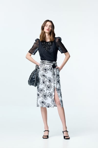 Floral Print Pencil Skirt