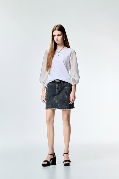 Patch Pockets Demin Skirt