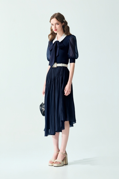 Asymmetric Navy Skirt