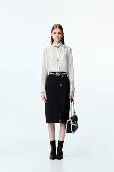 Classic Pencil Skirt With Lace Detail