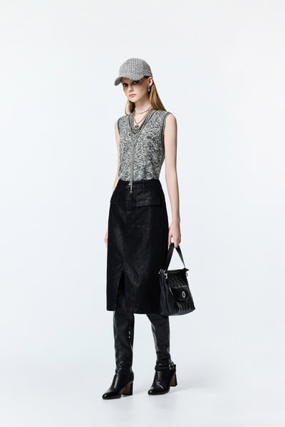 Metallic Sheen Denim skirt