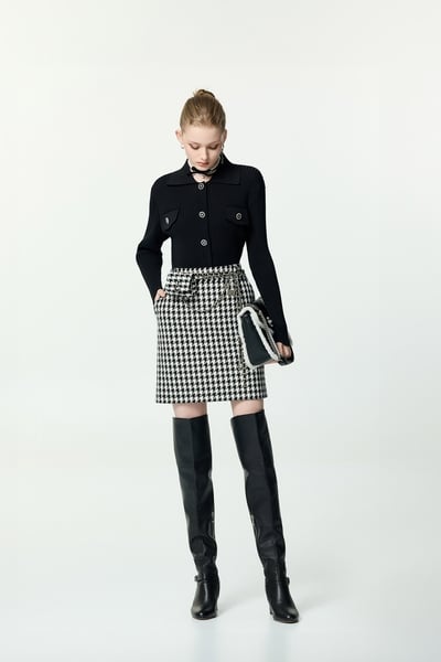 Houndstooth Mini Pouch Short Skirt