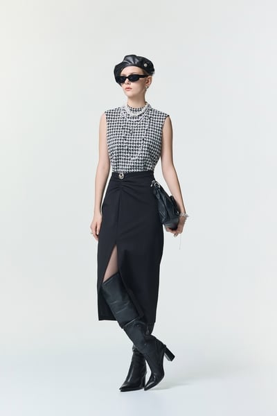 Side Shirring Detail Pencil Skirt