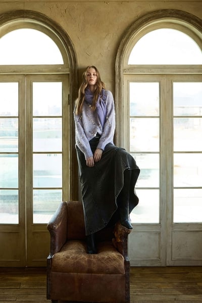 Maxi Fishtail Denim Skirt