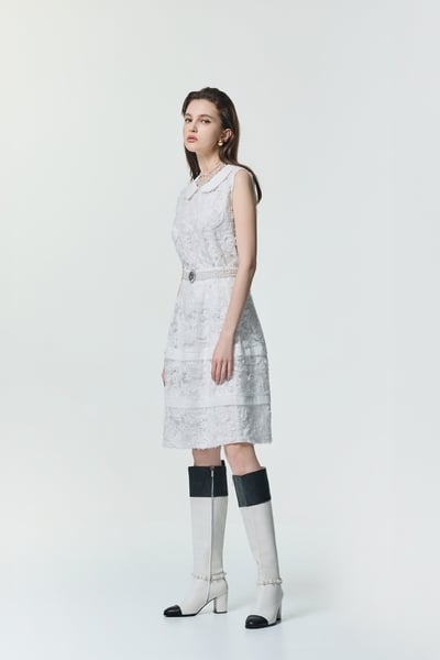 3-D Floral Mesh Midi Skirt