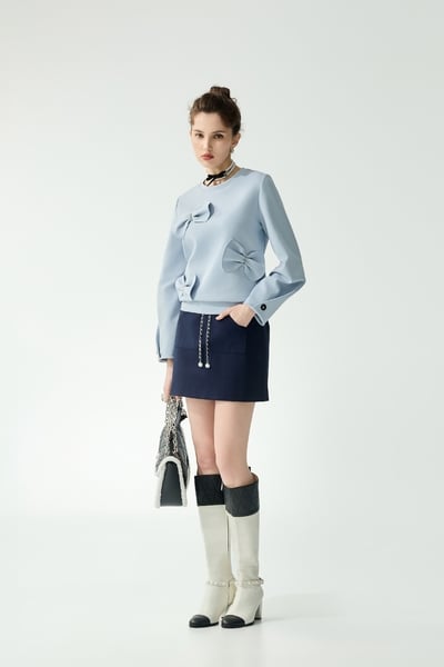 Navy Front Pocket Skirt