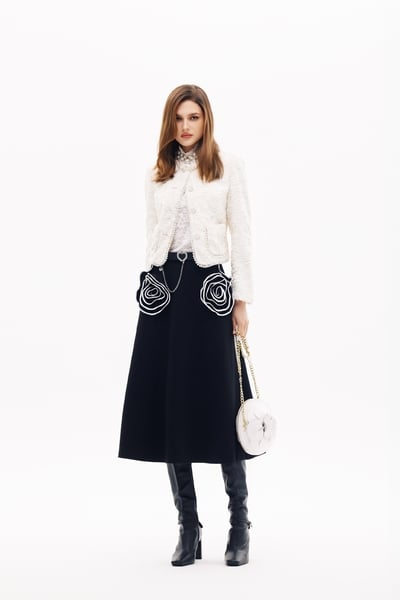 3-D Floral Detail A-line Skirt