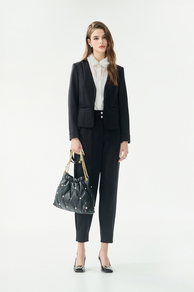 Sequin Waistband Cuffed Pants