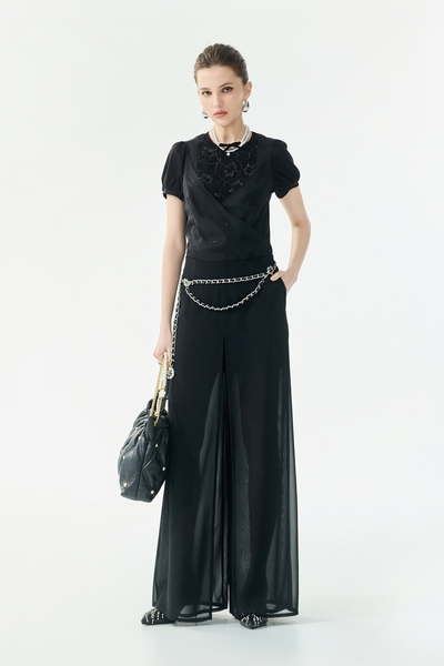 Double Layer Chiffon Wide Leg Pants