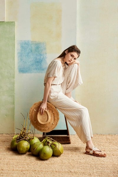 Short Sleeve Stripe Print Jumpsuit