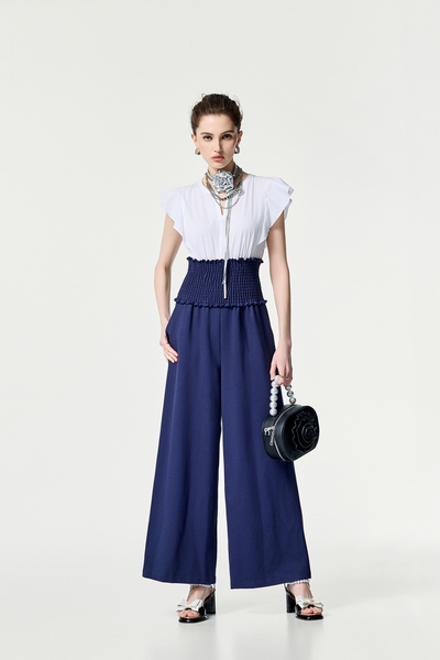 Contrast Colour Elastic Waist Jumpsuit