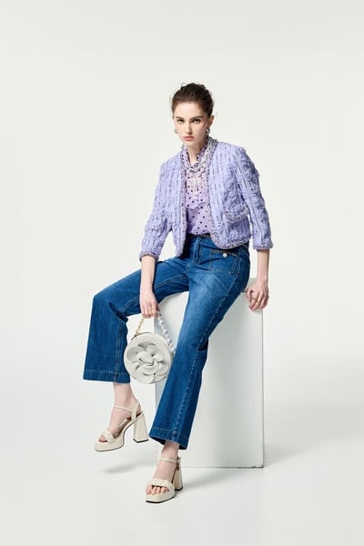 Chain Detail Straight Cut Jeans