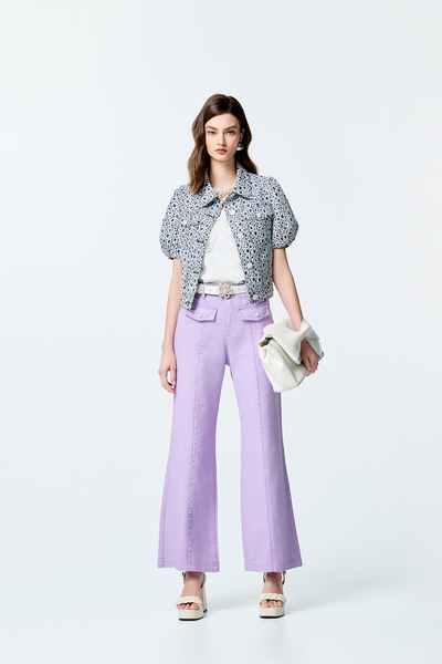 Pearl Detail Purple Jeans