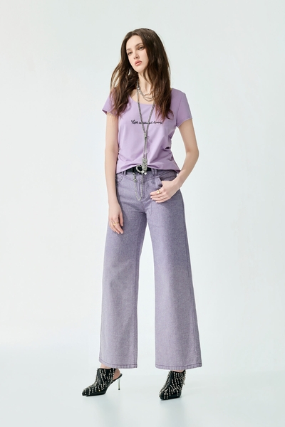 Wide Leg Purple Jeans