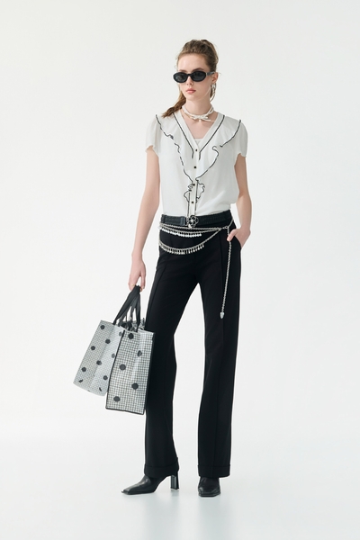 Jet Black Straight Cut Pants